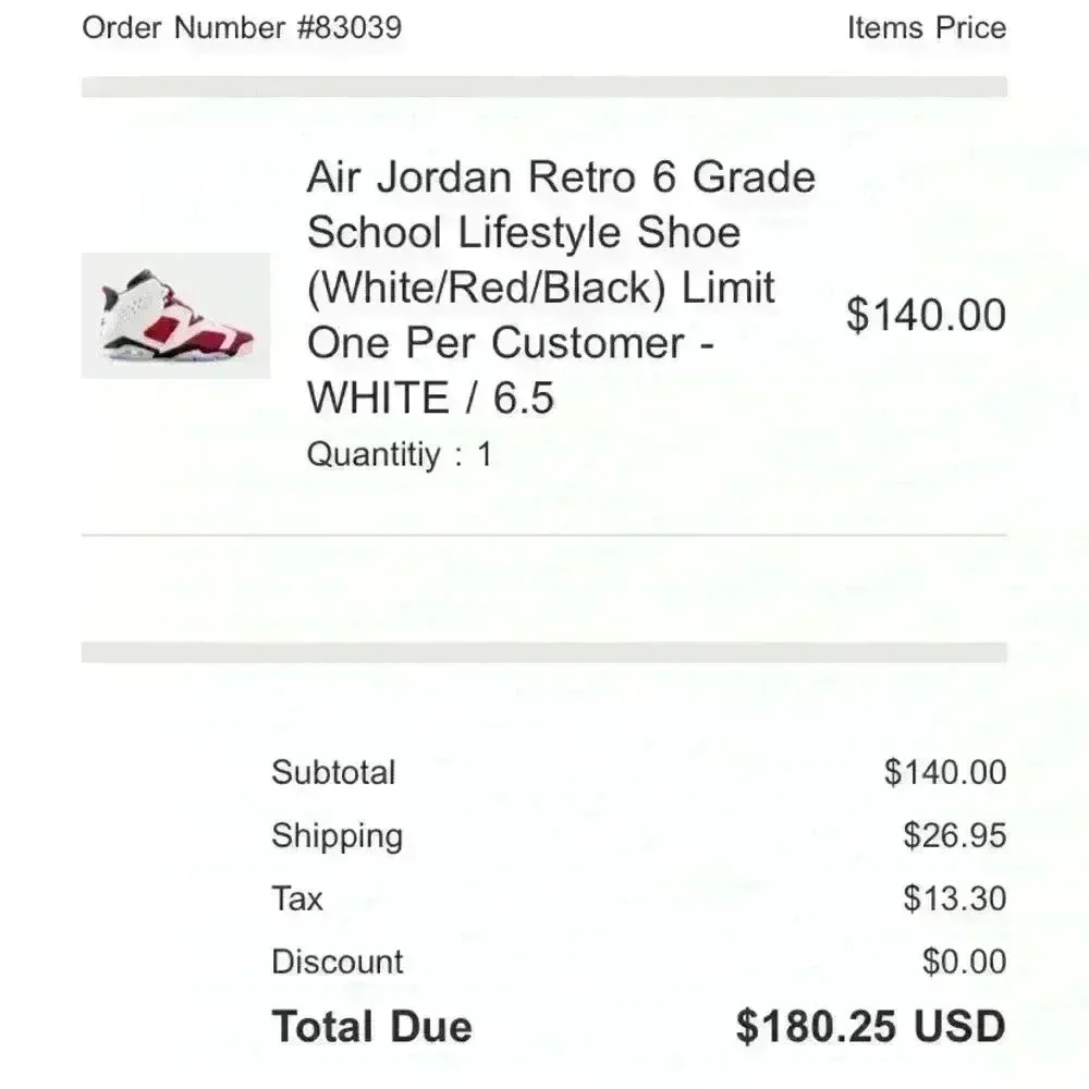 Jordan retro 6 Carmine